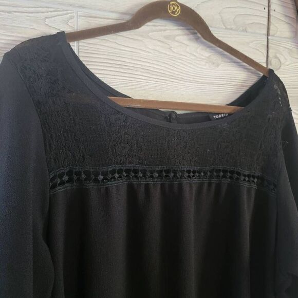 Torrid Babydoll Top Lace Womens SZ 2 Black Plus Size - Picture 4 of 5